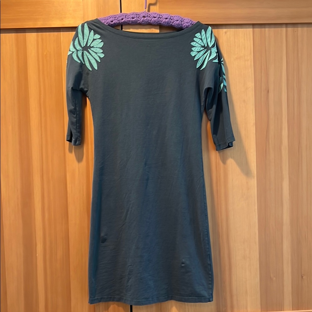 Synergy Organic Clothing Teal Dress with Floral Accents